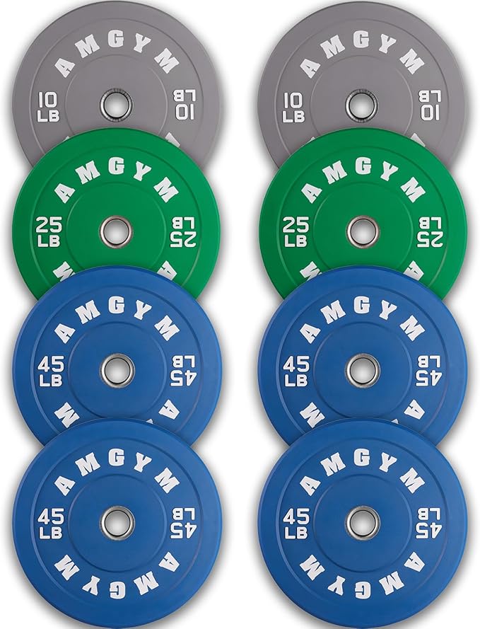 2 Inch Bumper Plates,10-500lbs,Barbell Rubber Olympic Weight Plates Set for Home Gym, Strength Training & Weight Lifting, Multiple Options Colors