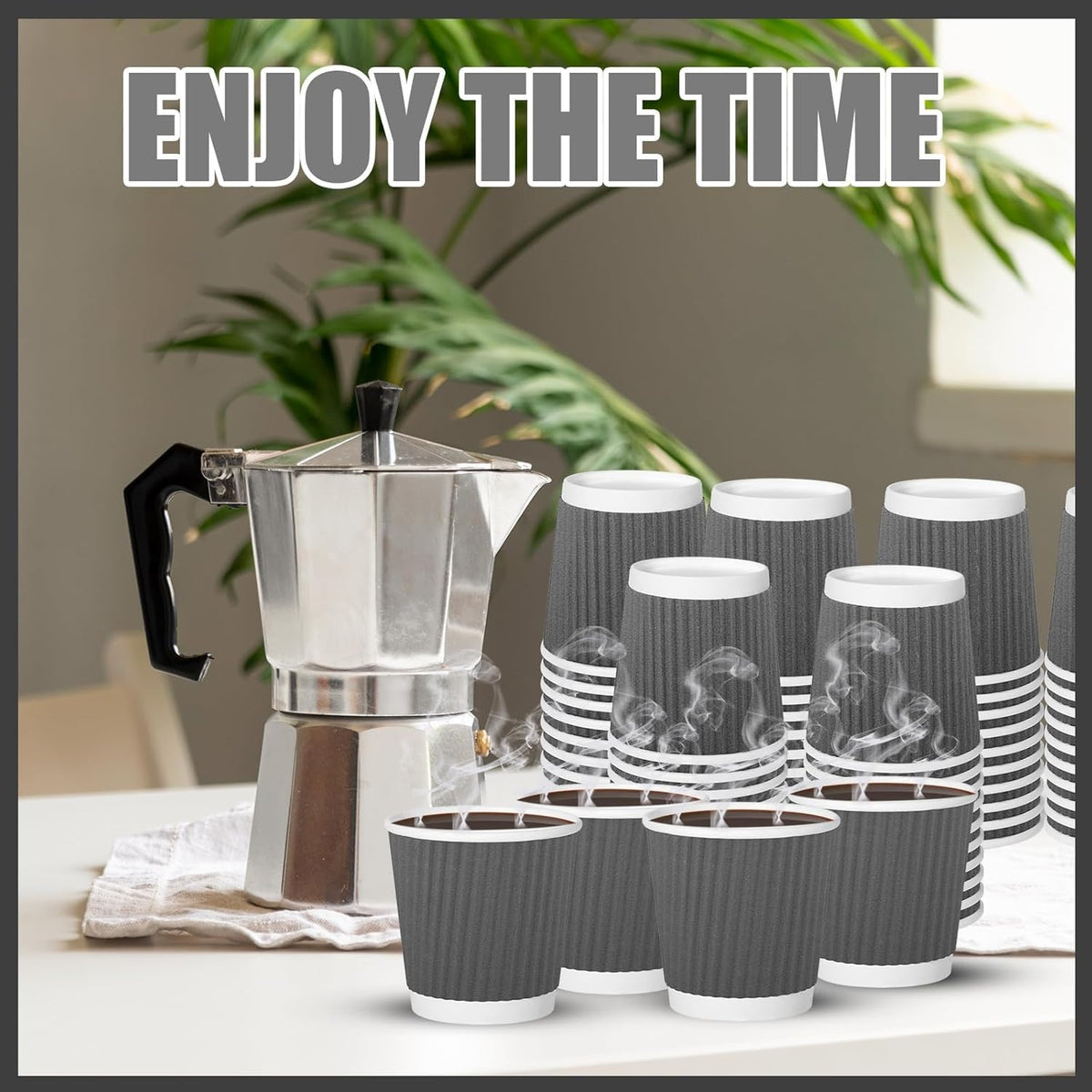 240Pack Paper Espresso Coffee Cups, 4 oz Disposable Coffee Cups,Corrugated Insulated Ripple Wall, Paper Ripple Cups for Coffee, Hot Chocolate and Hot Tea Drinks -Gray