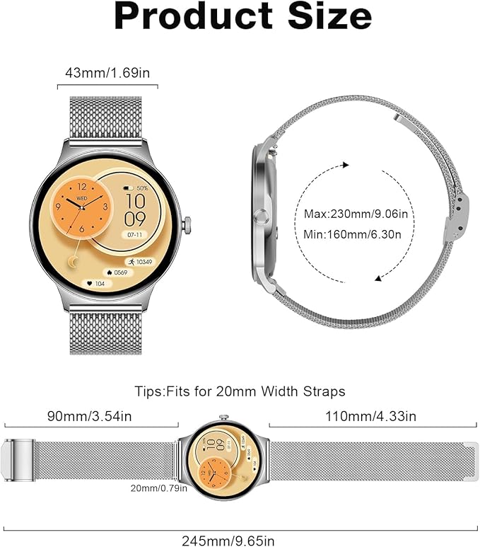 2025 Smart Watches for Women Men, 1.43" AMOLED Display Fitness Tracker with Heart Rate/SpO2/Sleep Monitor, Bluetooth Make/Answer Call, 100+ Sports Modes, IP67 Waterproof Smartwatch for Android iPhone