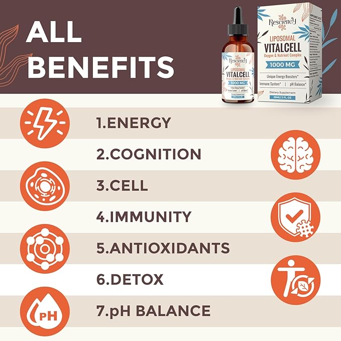 13-in-1 Liquid Oxygen & Nutrient Supplement for Energy, Altitude Support, Performance, Antioxidant, Immune, Fatigue & Detox, Liposomal for High Absorption, pH Balance, Organic, Gluten Free, 2 Fl Oz