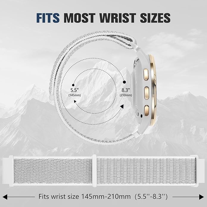 18mm 20mm 22mm Hook and Loop Watch Band Compatible with Garmin Vivoactive 5/ Vivoactive 6/ Vivoactive 3, Soft Nylon Breathable Sport Strap for Venu 2S/ Venu3S/ Forerunner 265s,Venu 3/ Venu 2 Men Women