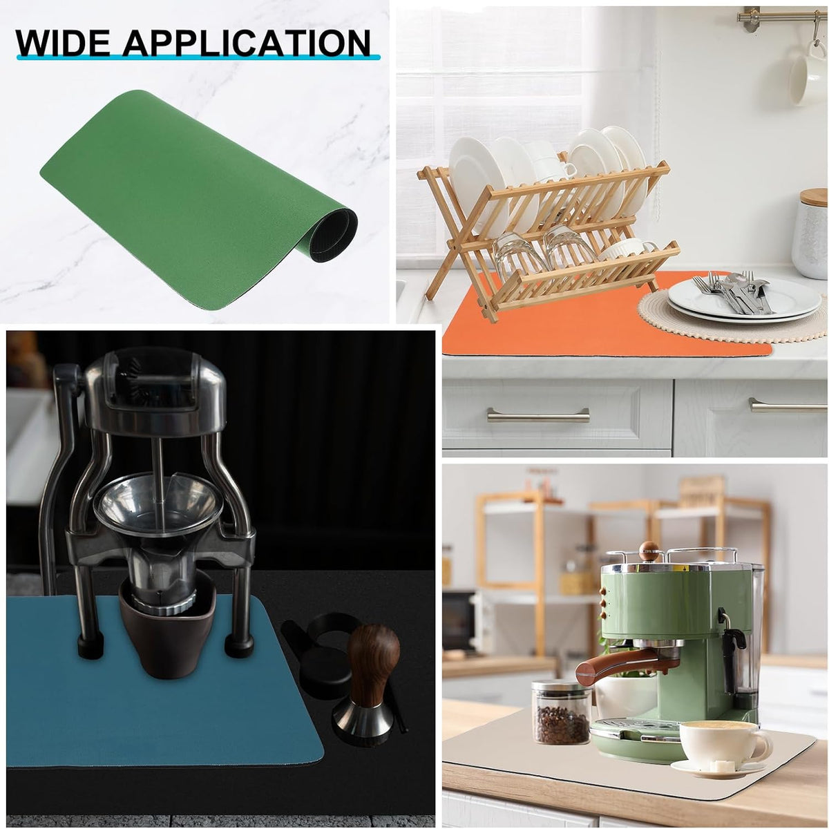 uxcell Silicone Mats for Kitchen Counter, 35.4" x 23.6" Non-Slip Countertop Protector Mat Heat Resistant Coffee Mat Waterproof Table Placemat, Dark Green