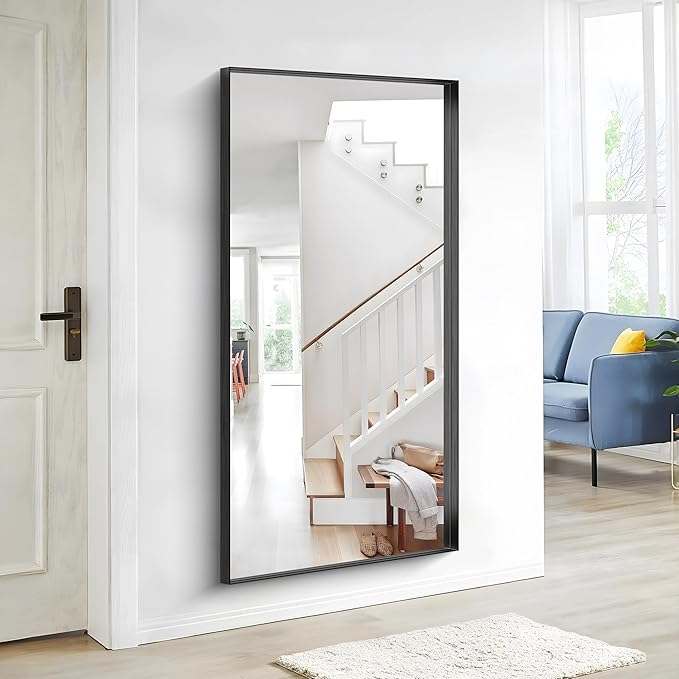 Black Bathroom Mirror, 30x60 Inch Rectangular Deep Frame Mirror, Large Wall Mounted Bathroom Vanity Mirror Over Sink for Bedroom,Restroom, Living Room, Hangs Vertically or Horizontally