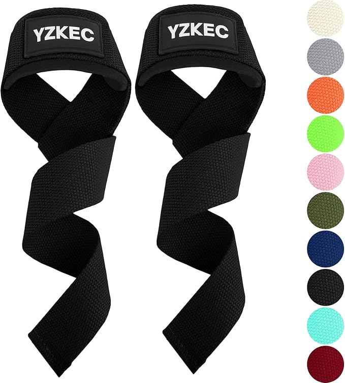 24" Cotton Weight Lifting Wrist Straps with Neoprene Cushioned Padded for Wrist Support and Protection,Weightlifting,Strength Training,Bodybuilding,Powerlifting,Dumbbell Workout,Men and Women (Pair)