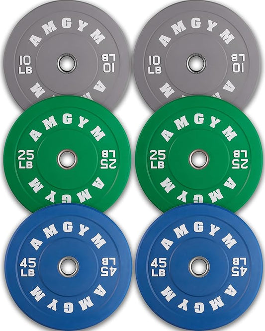 2 Inch Bumper Plates,10-500lbs,Barbell Rubber Olympic Weight Plates Set for Home Gym, Strength Training & Weight Lifting, Multiple Options Colors