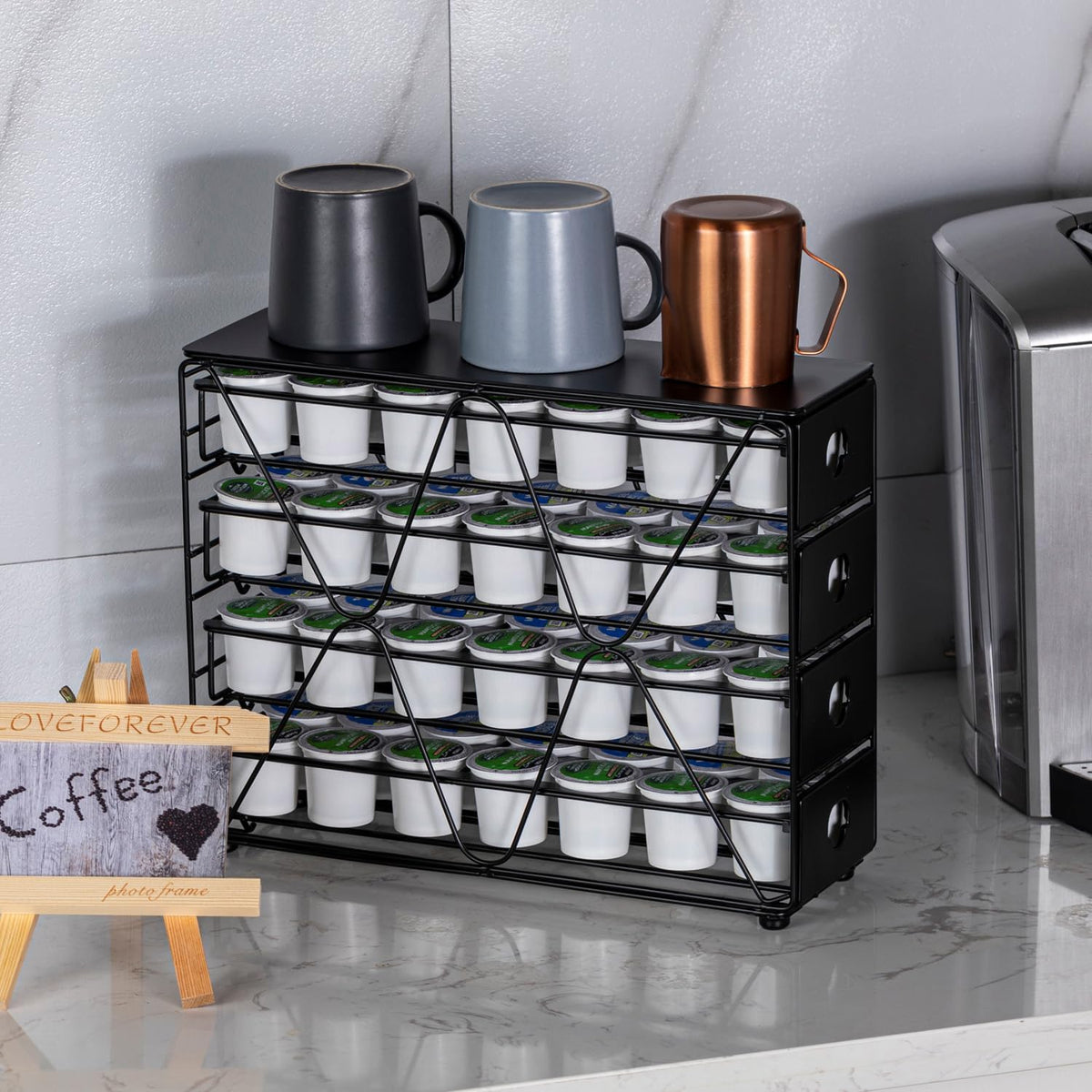 FlagShip K Cup Holder for Keurig Pod K Cup Storage 4 Tier K Cup Drawer Organizer for Counter (56 Pods Capacity)