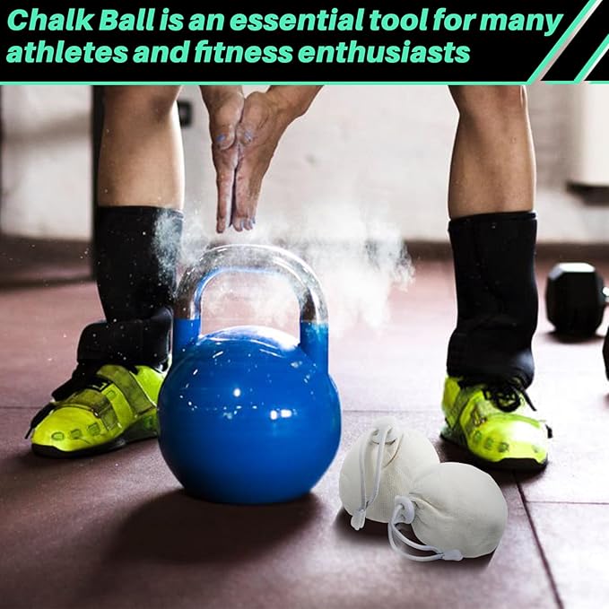 2PCS Chalk Ball - Climbing Chalk Gymnastics for Gym, Gymnastics, Grip, Climbing, Weightlifting (2.1 OZ Each)