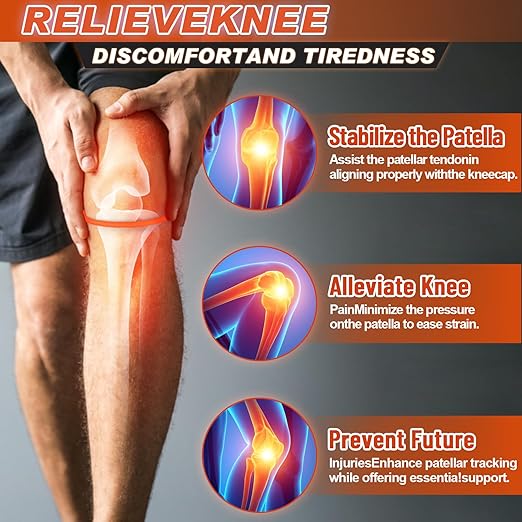 2-Pack Patellar Strap for Knee Pain Relief-Breathable & Lightweight Patellar Tendon Support Strap for Basketball, Running, Hiking-Stabilizing Knee Brace for Men, Women & Kids(Orange)