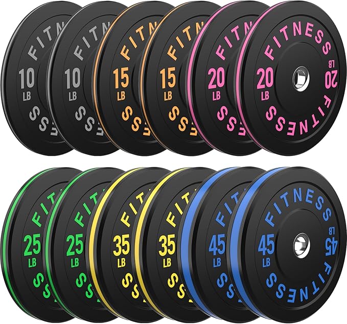 2 Inch Bumper Plates,10-500lbs,Barbell Rubber Olympic Weight Plates Set for Home Gym, Strength Training & Weight Lifting, Multiple Options Colors