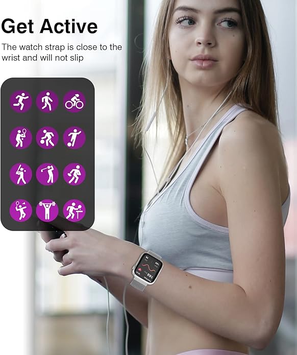 22mm Magnetic Stainless Steel Smartwatch Bands – Quick Release Milanese Loop Replacement Strap for Men Women – Stylish, Adjustable, Anti-Snag Edge, Comfortable Fit, Compatible with Smartwatches