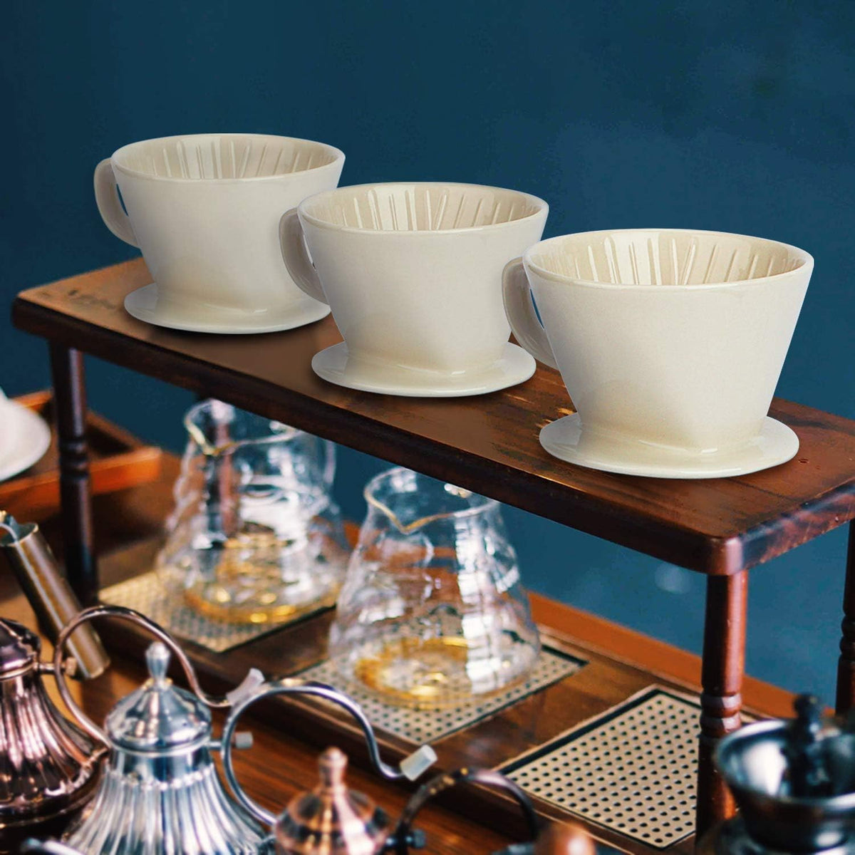 Yeeco White Coffee Dripper, Ceramic Filter Size 02, Manual Pour Over Dripper for Home, Office & Cafe