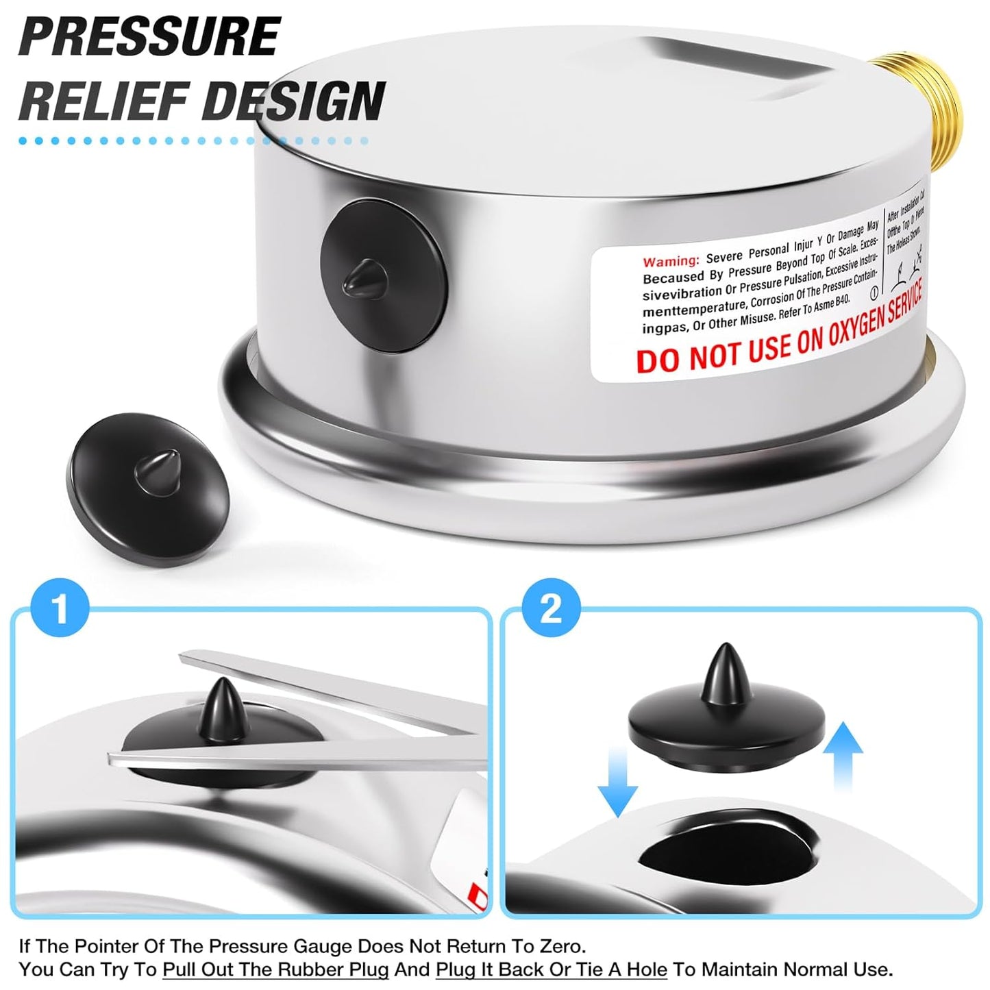 MEANLIN MEASURE 0~160Psi Liquid Filled Pressure Gauge 1/4" NPT 2.5" FACE DIAL Stainless Steel Glycerin Filled WOG Water Oil Air Lower Mount (with 2PCS Snaps)