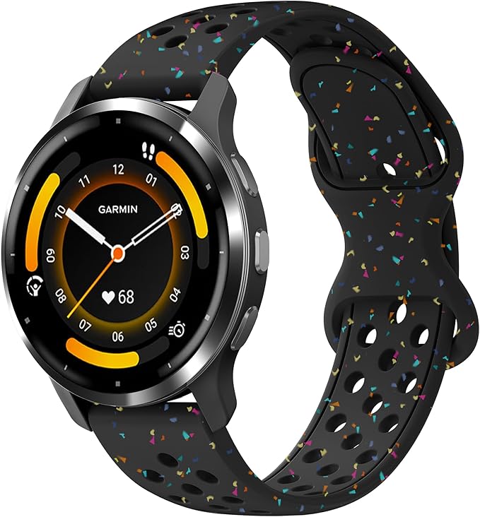 22mm Colorful Sport Silicone Band Compatible With Garmin Vivoactive 4/Venu 3/Venu 2, Recycled Plastic Soft Sport Strap Replacement for Forerunner 265/745/255/255 Music Men Women