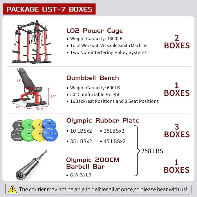 Power Rack Power Cages Multi-Function Squat Rack with Cable Crossover System Selectable More Training Attachment Weight Cage for Garage Home Gym