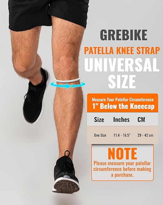 2PCS Patella Band for Knee Pain Relief, Patellar Tendon Support Strap for Tennis, Running, Jumpers, Soccer, Basketball and Hiking, Breathable & Lightweight Patella Stabilizer Knee Strap Brace Support for Women and Men, Comes with Storage Bag (White)