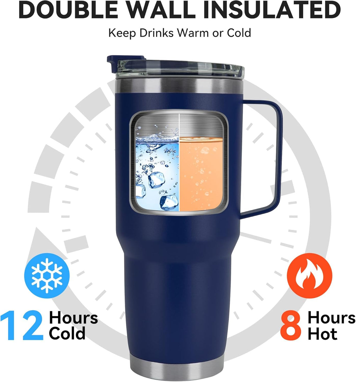 HASLE OUTFITTERS 30oz Tumbler Bulk with Handle, Insulated Travel Coffee Mug Set with Handle Leak-Proof Double Wall Stainless Steel Vacuum Tumblers Pack Metal Cup for Hot and Cold Drink