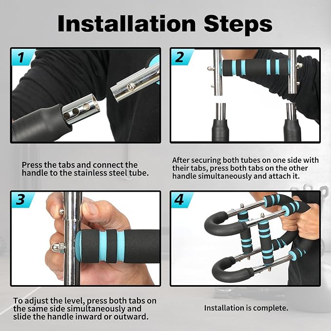 6 Levels Twister Arm Trainer, 40-50-60-75-90-110lb Adjustable Chest Workout Equipment, Portable Power Twister Bar, Body Fitness Machine for Shoulder Back Abdominal Thigh Muscle, Detachable, Men & Women