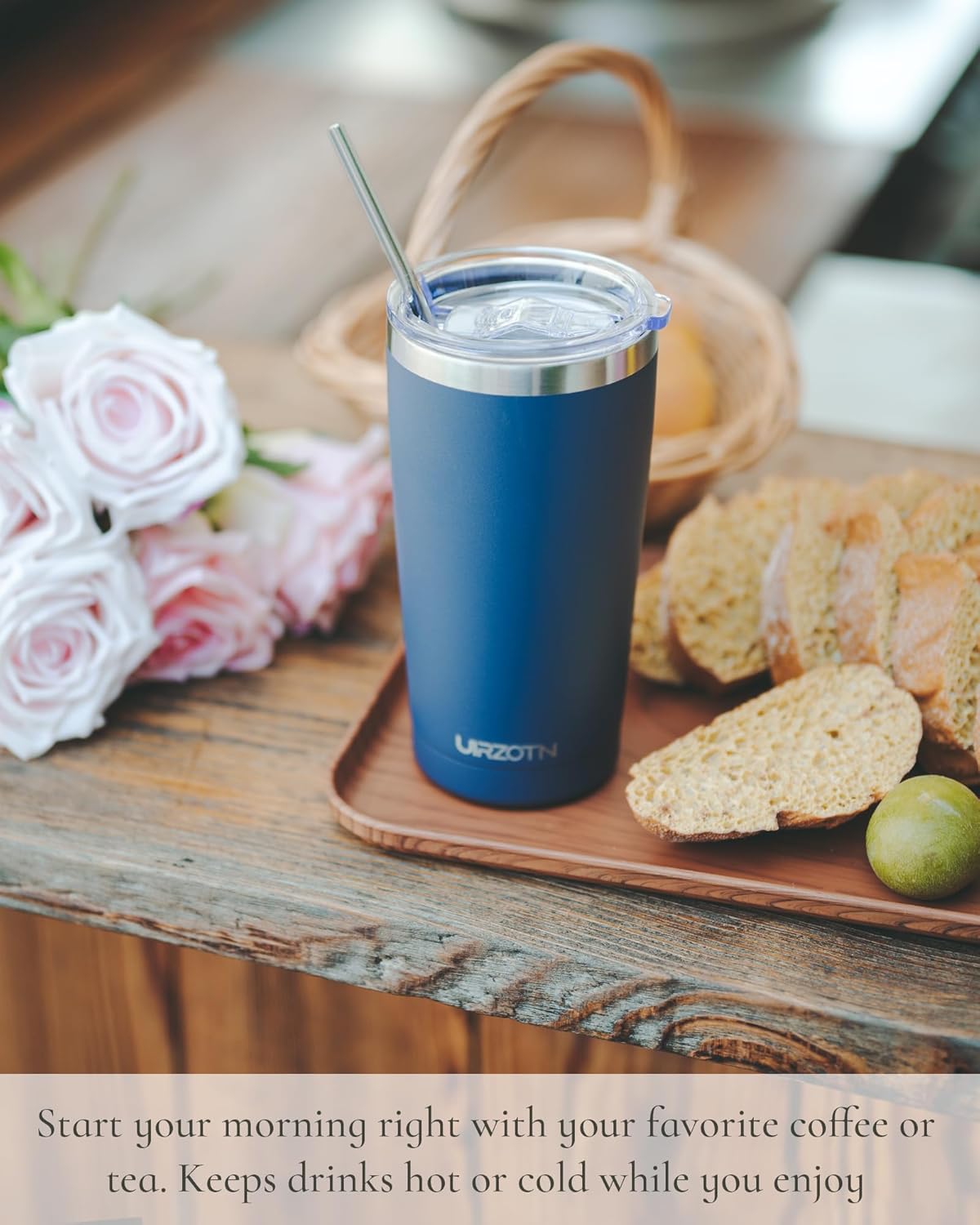 Travel Coffee Tumbler 20oz, Leakproof Travel Coffee Mug with Lid and Straw, Stainless Steel Double Wall Vacuum Insulated Tumbler for Hot/Iced Drinks (Textured Matte, Yellow)