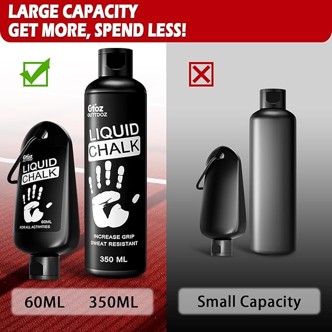 12 oz Superior Grip Liquid Chalk Mess-Free Gym Chalk for Weightlifting, Gymnastics, Rock Climbing, Dancing, Dries in Seconds. Package May Vary.