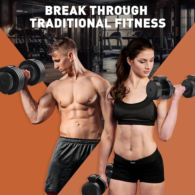 XDDIAS Adjustable Dumbbell Set of 2, 25/55/80LB Dumbbell Set-1Sec Adjustable Weights-5/10 in 1 Free Weights Dumbbells Set with Effortless Tray/No-Slip Handle-Compact Size for Women/Men at Home Gym