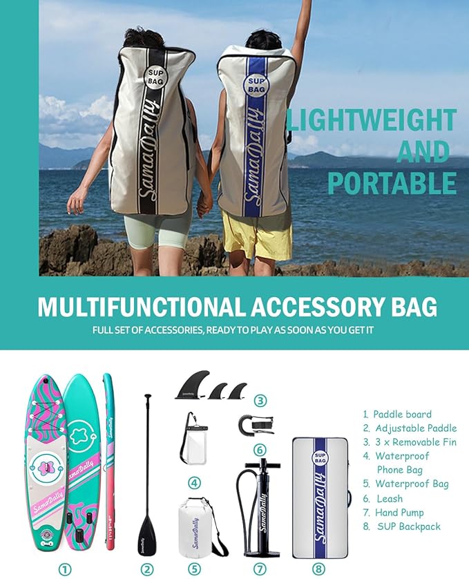 11'Stand Up Paddle Boards Surf Control with Premium SUP Board Accessories Backpack & Removable Fins, 34" Wide Inflatable Paddle Boards of All Skill Levels
