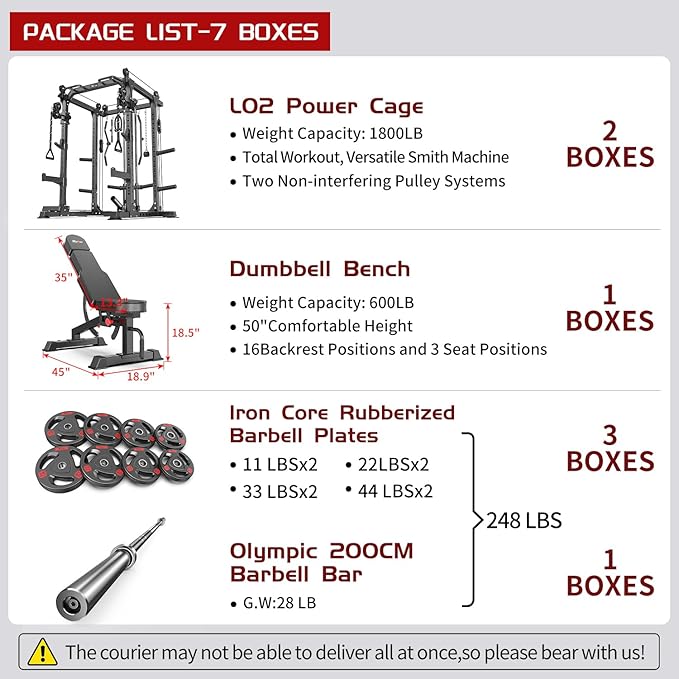 Power Rack Power Cages Multi-Function Squat Rack with Cable Crossover System Selectable More Training Attachment Weight Cage for Garage Home Gym