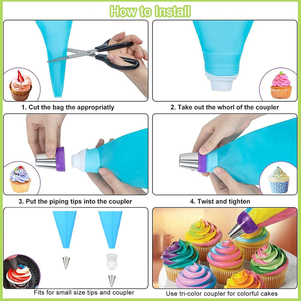 32-Piece Russian Piping Tips Set, Cake Decorating Kit with 17 Frosting Nozzles, Reusable Piping Bags, and Baking Supplies for Cupcakes, Cookies, Cakes - Idael for Bakers & Beginners