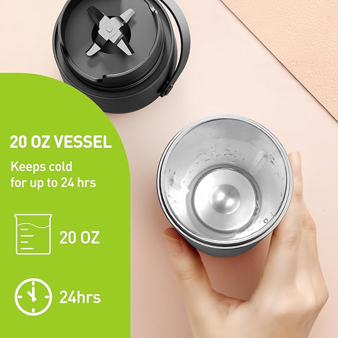 2025 Portable Personal Stainless Steel Blender Container,Insulated Hand Held Blender Cups Shakes/Smoothie/Food Prep, Powerful Compact,Ideal Travel and Outings Kitchen,On-the-Go Convenience