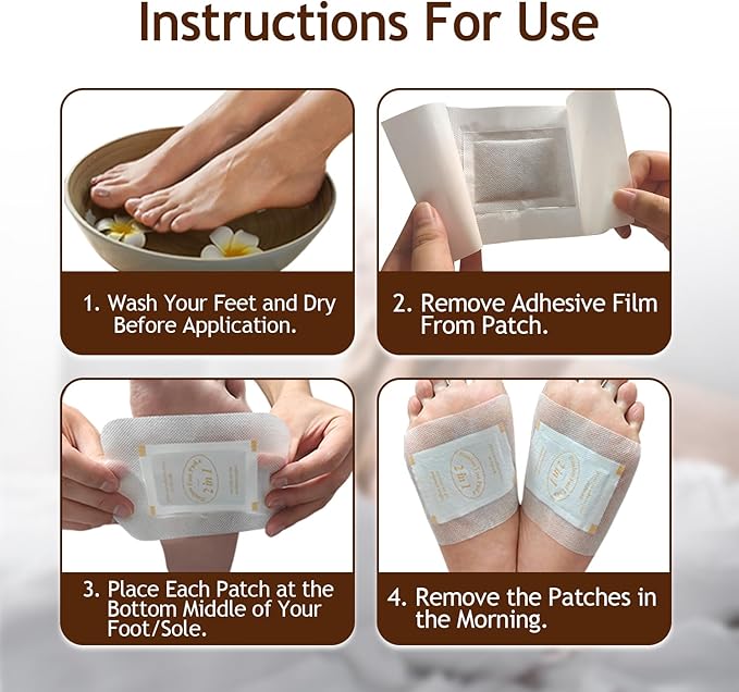 2 in 1 Foot Pads, 24Pads Bamboo Vinegar Coconut Shell Powder Feet Pads with ''Stay in Place'' Bigger Adhesive Sheet