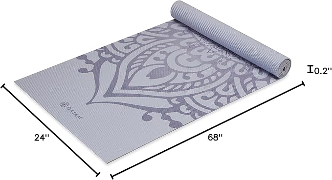 Gaiam Yoga Mat - Premium 5mm Print Thick Non Slip Exercise & Fitness Mat for All Types of Yoga, Pilates & Floor Workouts (68" x 24" x 5mm)