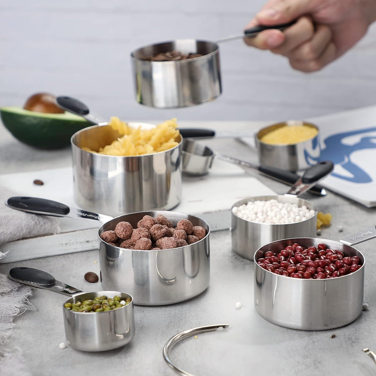 Measuring Cups Set of 8 Stainless Steel Measuring Cups for Dry and Liquid Ingredients