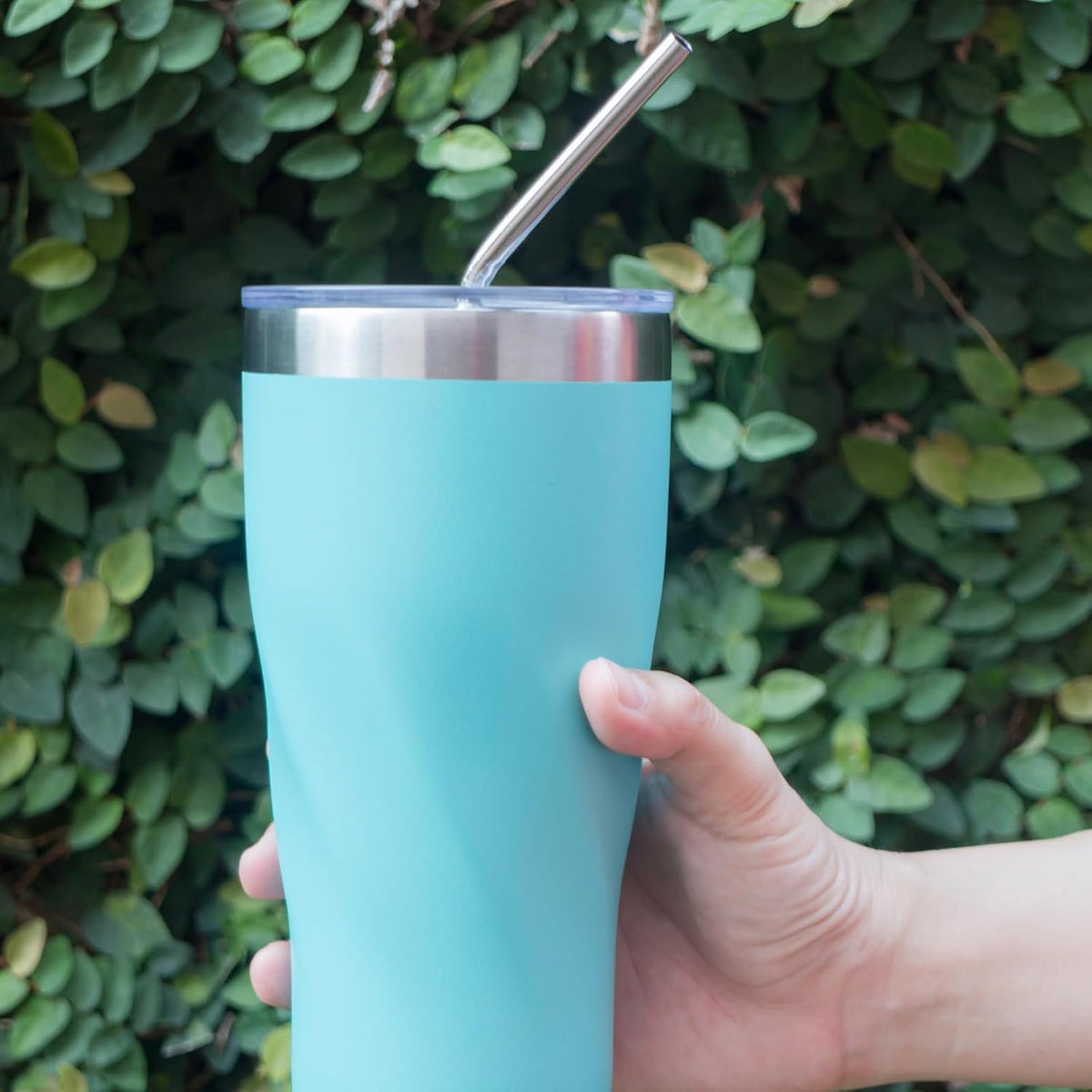 10 Pcs Stainless Steel Straw, Long Metal Straws for 40 Oz Tumbler Comes with Two Cleaning Brushes and A Bag, Reusable Drinking Accessories, Easy to Clean