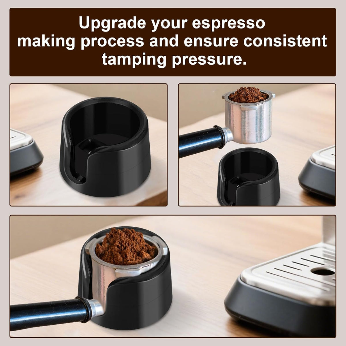 Coffee Tamper Base, Compatible with Ninja Espresso Es601 Anti-Slip Coffee Tamper Base for Ninja Handheld Support Stand Improves Stability Accessories (Black)