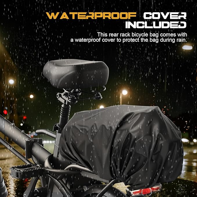 Bike Rack Bags, Hard Shell E Bike 30L Rear Rack Bag, Large Ebike Pannier with Waterproof Cover and Shoulder Strap for Commuter Travel Outdoor