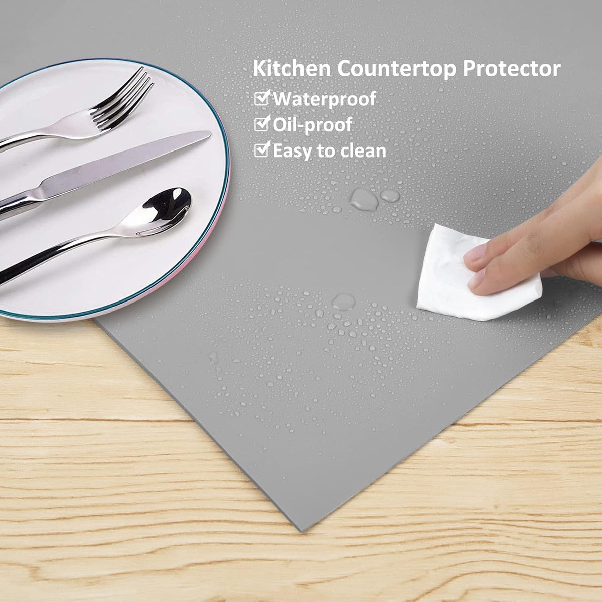 Silicone Mat Heat Resistant Mats for Countertop, Multipurpose Large Silicone Mats for Crafts Kitchen Workbench Size 48x24 inches Thick 2mm,Rolled Package,Grey