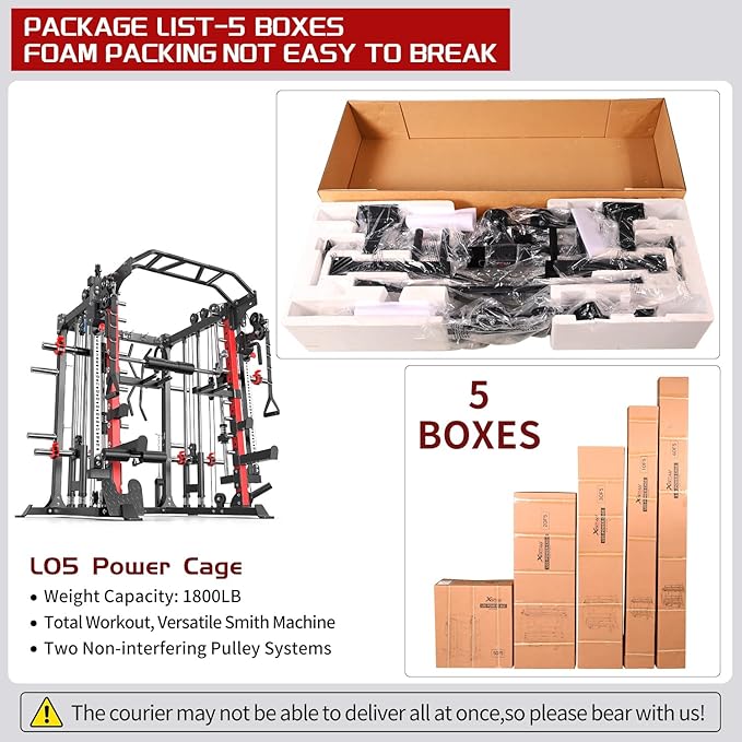 Power Cage,1600lbs Multi-Function Power Rack with Adjustable Cable Crossover System and More Training Attachment, Weight Cage for Home Gym