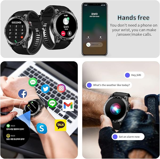 1.85 in Smart Watch for Men with Built-in Alexa, Full-Featured Fitness Tracking, Waterproof, Health Monitoring, Multiple Sports Modes, Compatible with Android and iOS