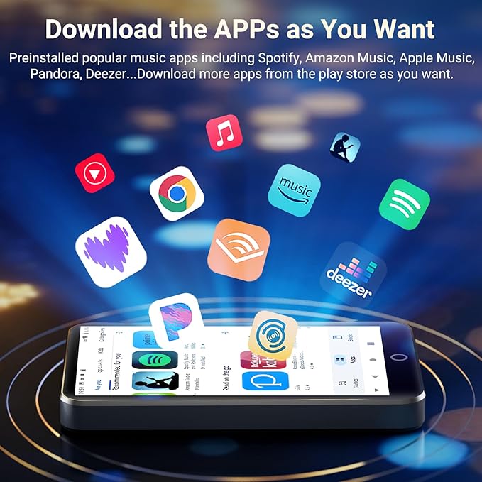 160GB MP3 Player with Bluetooth and WiFi, MECHEN Android 13 OS MP3 & MP4 Players with 4" Touchscreen and Speaker,Music Players with Spotify,Pandora, Audible, Amazon Music, Play Store