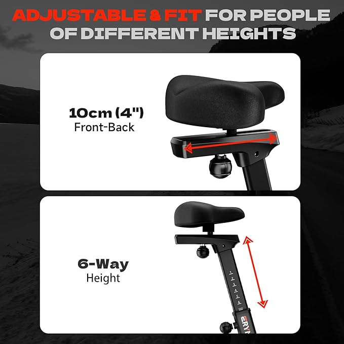 Air Bike, Exercise Bike with Magnetic & Air Resistance Fan Bike, Stationary Bike for Home Cardio Workout, Adjustable Indoor Cycling Bike with APP & Dual Action Handlebars, 350lb Capacity