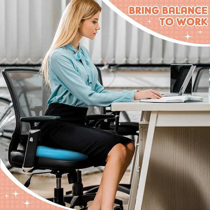 2 Pcs Inflated Wobble Cushion Balance Wiggle Seat Wobble Balance Disc Sensory Flexible Seating Stability Core Trainer with Hand Pump for Chair Adult Exercise Home Office