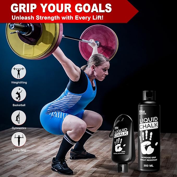 12 oz Superior Grip Liquid Chalk Mess-Free Gym Chalk for Weightlifting, Gymnastics, Rock Climbing, Dancing, Dries in Seconds. Package May Vary.