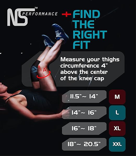 1V5 Performance Knee Support Compression Sleeve for Men & Women - Premium Recovery & Compression Sleeve for Weightlifting, Gym, Workout, Sport, Meniscus Tear, Arthritis - Please Check Sizing Chart