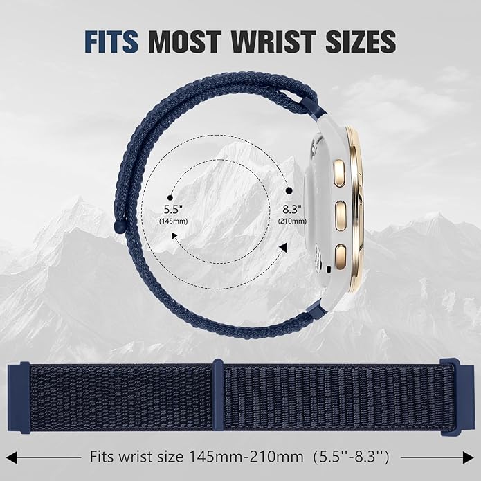 18mm 20mm 22mm Hook and Loop Watch Band Compatible with Garmin Vivoactive 5/ Vivoactive 6/ Vivoactive 3, Soft Nylon Breathable Sport Strap for Venu 2S/ Venu3S/ Forerunner 265s,Venu 3/ Venu 2 Men Women