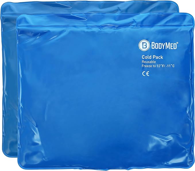 BodyMed Reusable Vinyl Ice Pack (2-Pack) for Knee, Arm, Elbow, Shoulder, Back - Professional Grade Cold Therapy for Injuries, Aches, Swelling, Bruises, Sprains - 21 in. x 13 in. (Oversize)