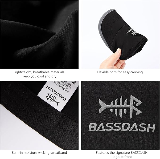 BASSDASH Ultralight UPF 50+ Soft Baseball Caps Unstructured Quick Dry Folding Hat Adjustable for Men Woman Outdoor Activities