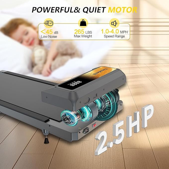 2 in 1 Treadmill and Walking Pad for Home/Office, Walking Treadmill with Remote Control, APP, and LED Display