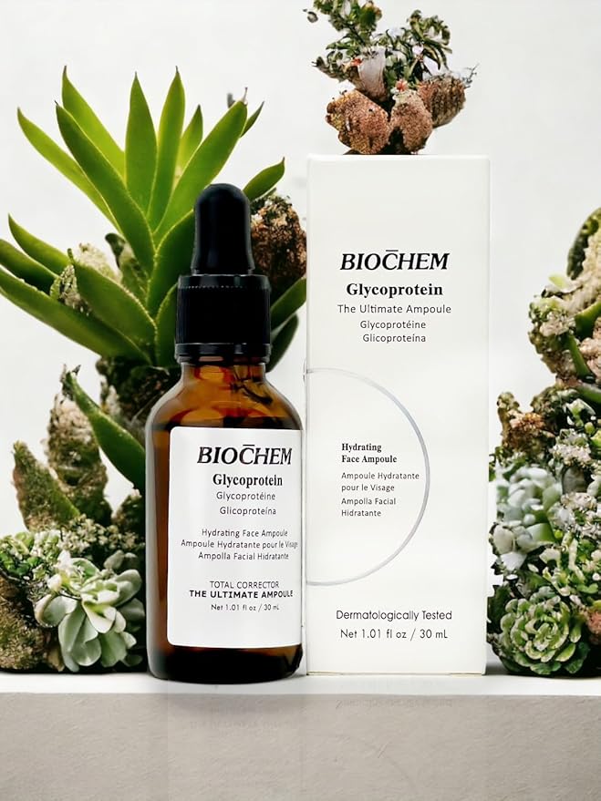 BIOCHEM Glycoprotein Hydrating Serum Ampoule – Deep Moisture + Skin Repair with Marine Glycoproteins & Hyaluronic Acid – Anti‑Aging Plumping Facial Serum, Sensitive Skin Safe, 1.01 fl oz / 30 mL