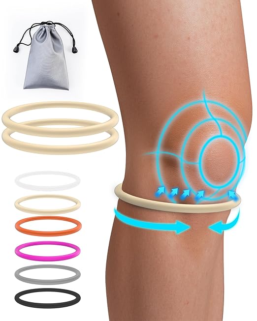 2PCS Patella Band for Knee Pain Relief, Patellar Tendon Support Strap for Tennis, Running, Jumpers, Soccer, Basketball and Hiking, Breathable & Lightweight Patella Stabilizer Knee Strap Brace Support for Women and Men, Comes with Storage Bag (Beige)