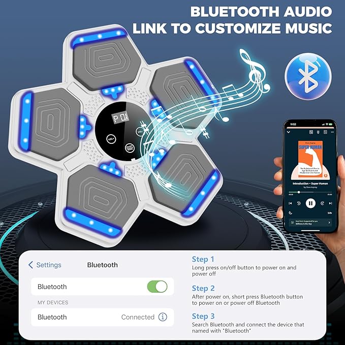 2025 Music Boxing Machine for Adults and Kids, Smart Bluetooth Boxing Training Equipment with Gloves Wall Mounted, Workout Punching Machine for Home,Office and Gym
