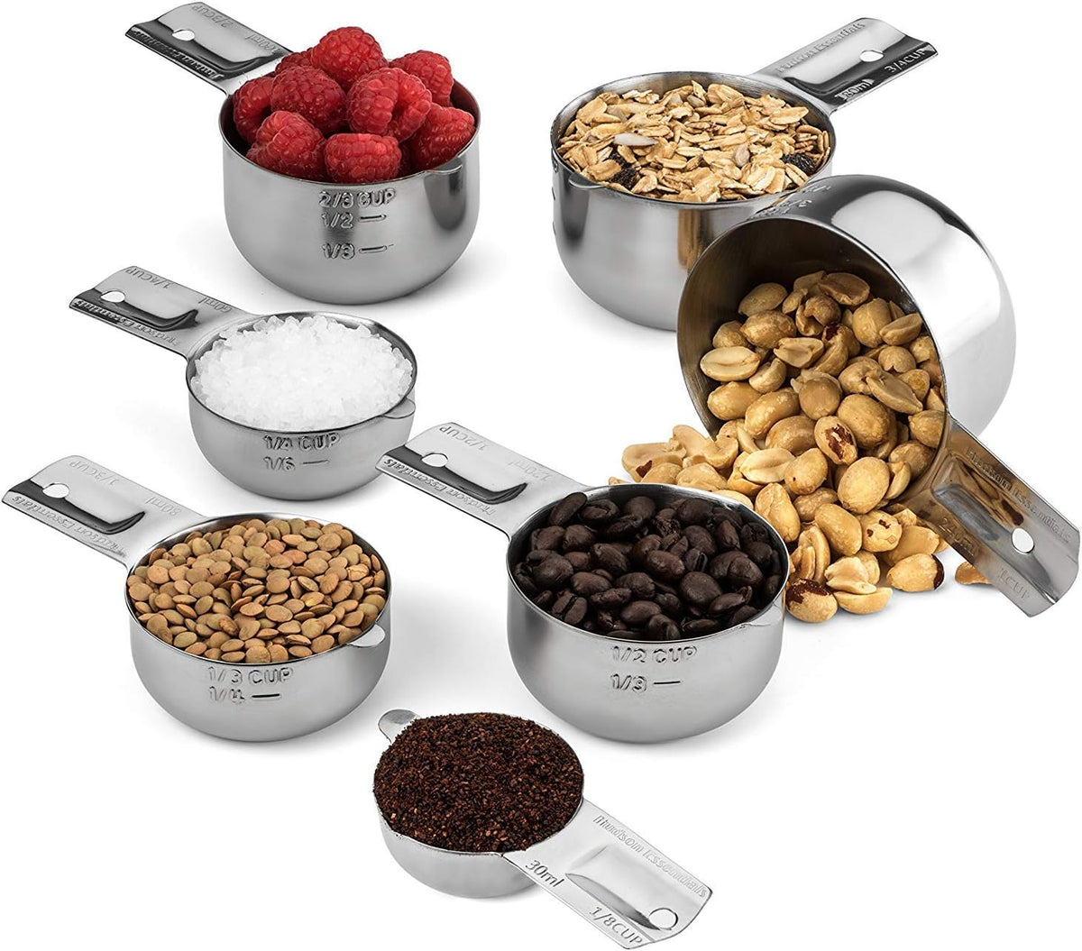 Hudson Essentials Stainless Steel Measuring Cups and Spoons Set - Stackable Set with Spout (11 Piece Set)